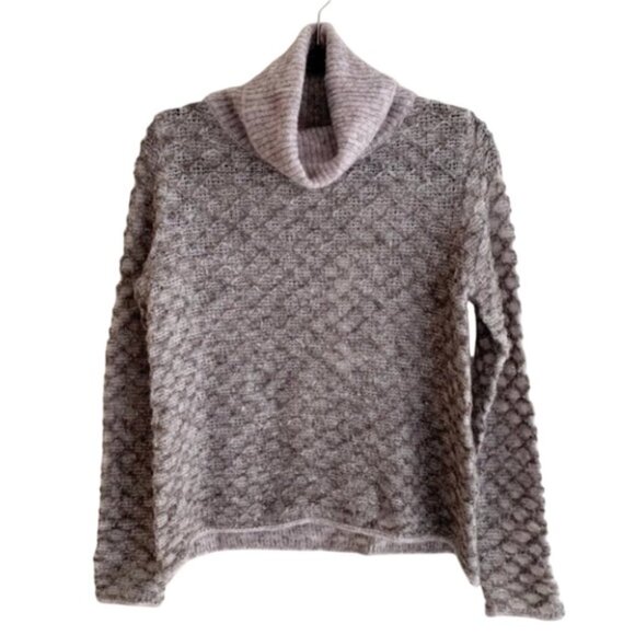 Anthropologie One Grey Day Sweater Mohair Wool Turtleneck Lightweight Size S - Picture 2 of 16